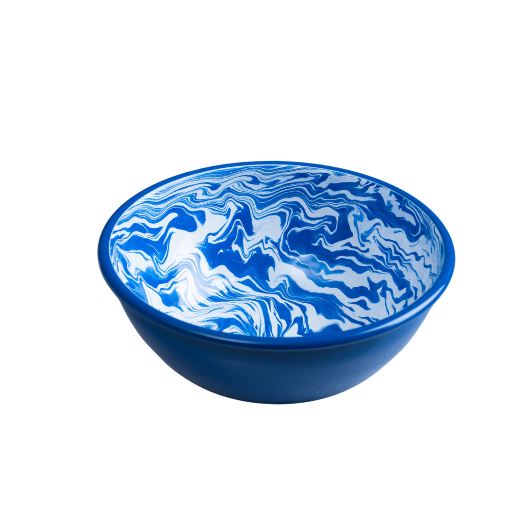 Blue marble salad bowl