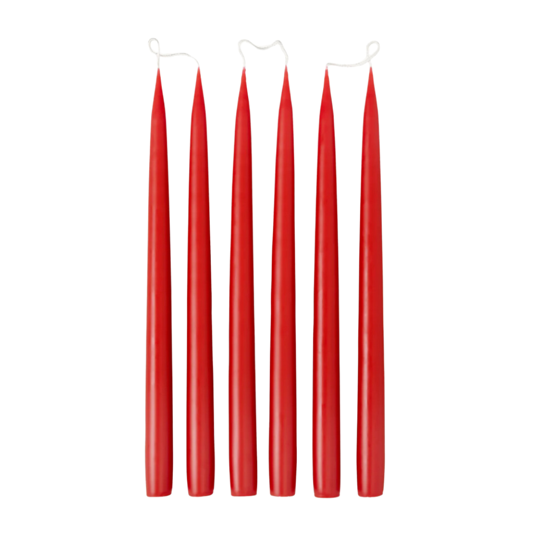 Berry red 35cm tapered candles