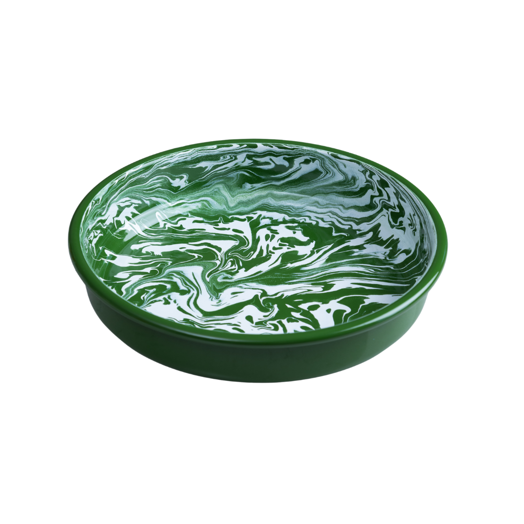 Green marble enamel baking dish