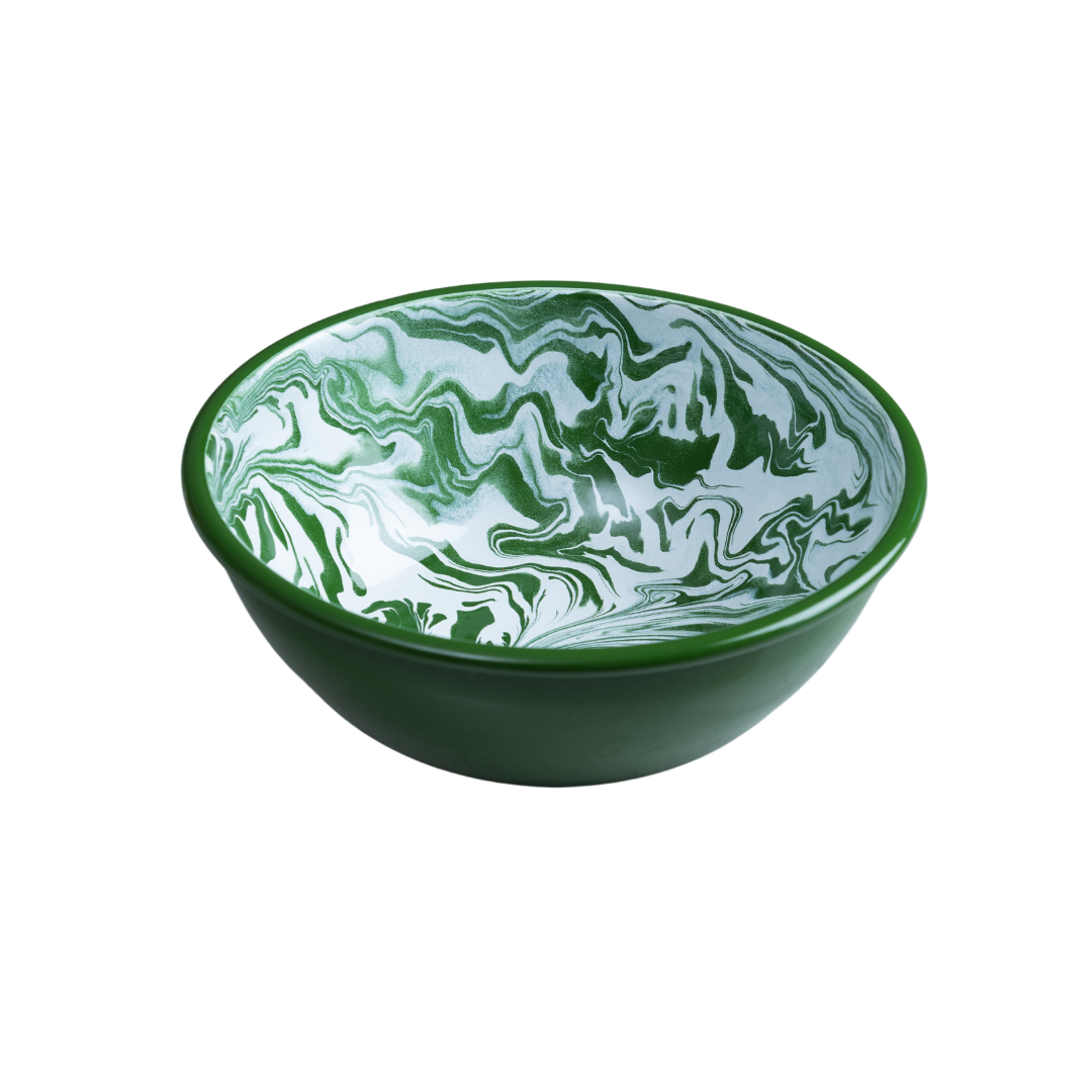 Green marble enamel salad bowl