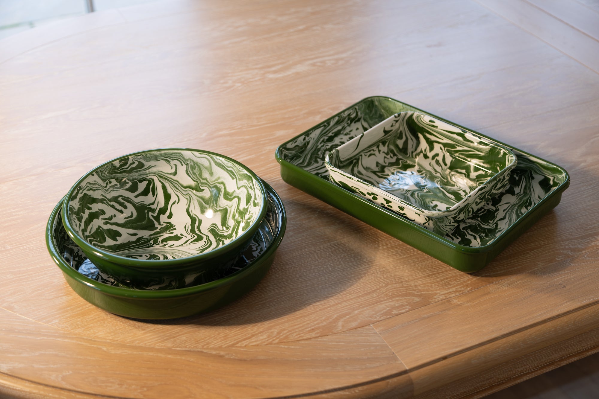 Green marble enamel bakeware collection