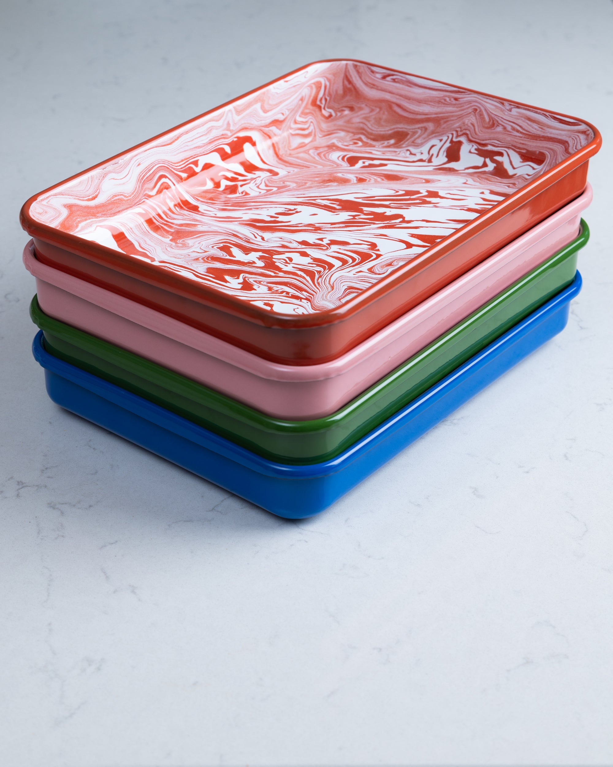 Marble Rectangle Enamel Baking Dish | Pink