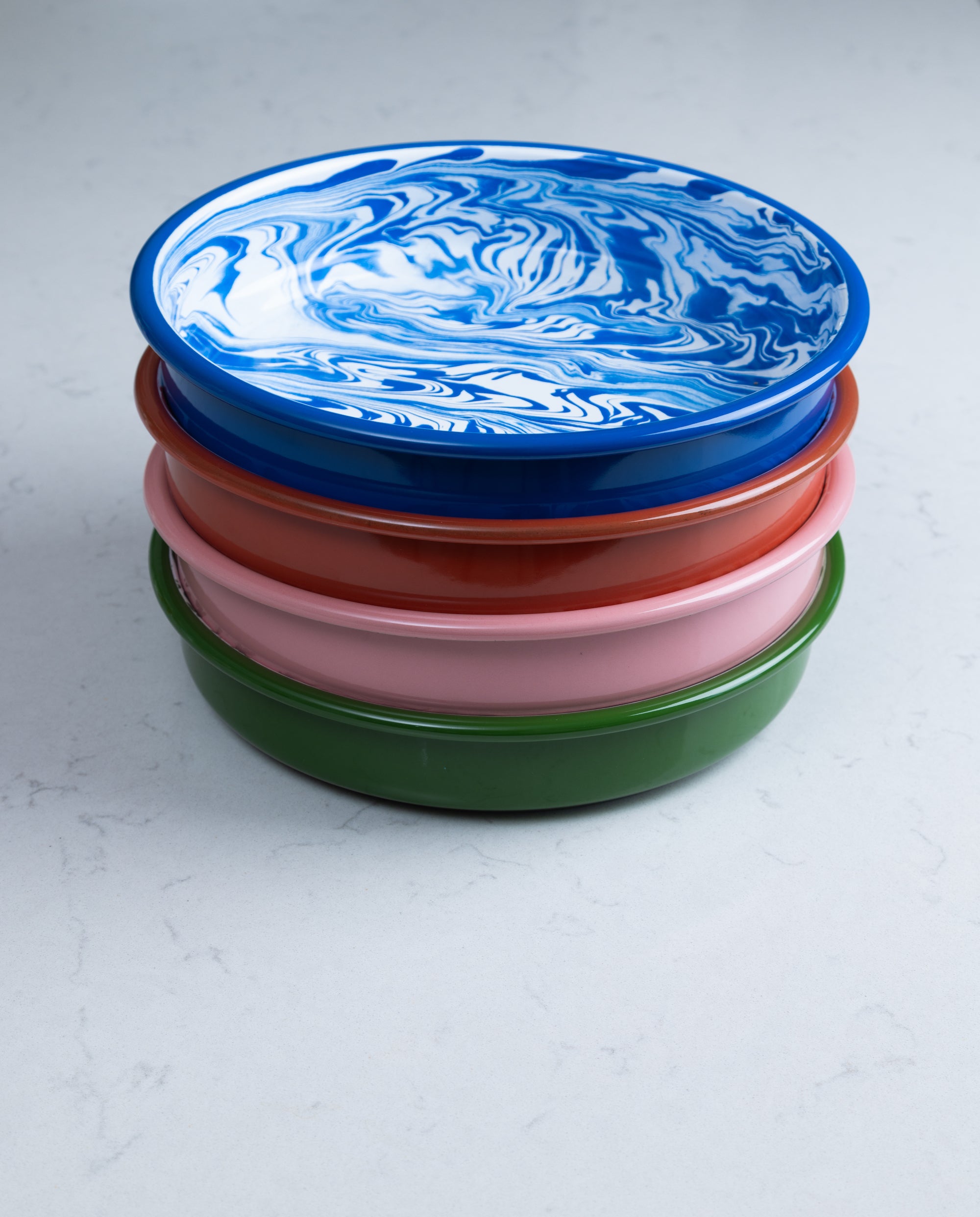 Marble enamel round baking dishes