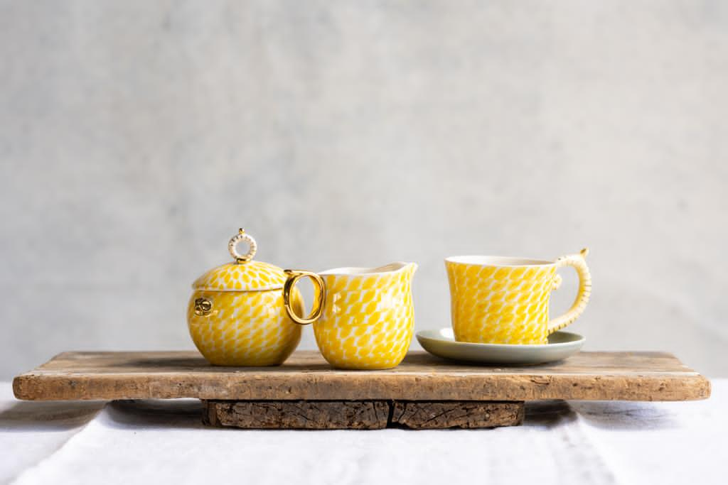 Milk Jug |  Dash Patterned | Yellow